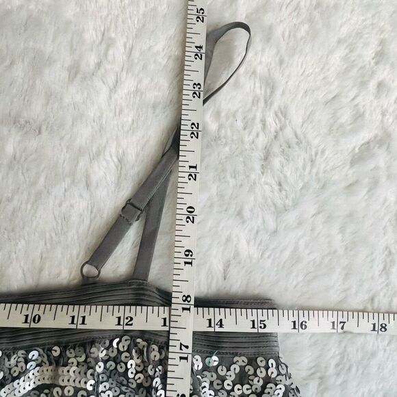 BCBGMaxazria Womens Light Charcoal Silk Sequined Woven Cami Top Size Small NWT - Picture 7 of 7